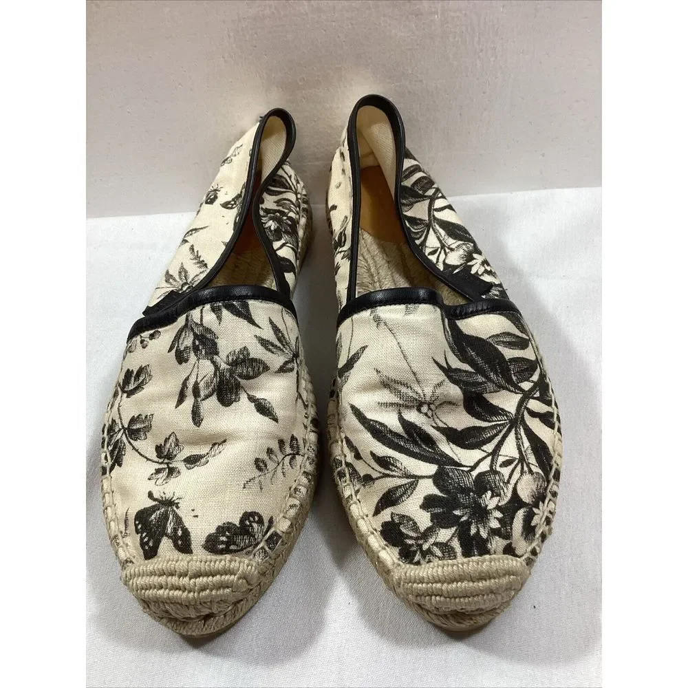 Gucci Canvas Butterfly Flora Espadrilles Flats Women's Size‎ 38 US 8 SKU #3057